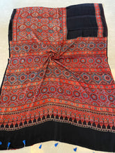 Load image into Gallery viewer, Ajrakh Modal Silk Red &amp; Black
