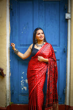 Load image into Gallery viewer, Ajrakh Modal Silk Red Tissue Pallu Saree

