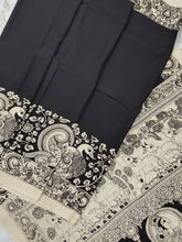 Load image into Gallery viewer, Chenoori Silk Pen Kalamkari - Off White &amp; Black
