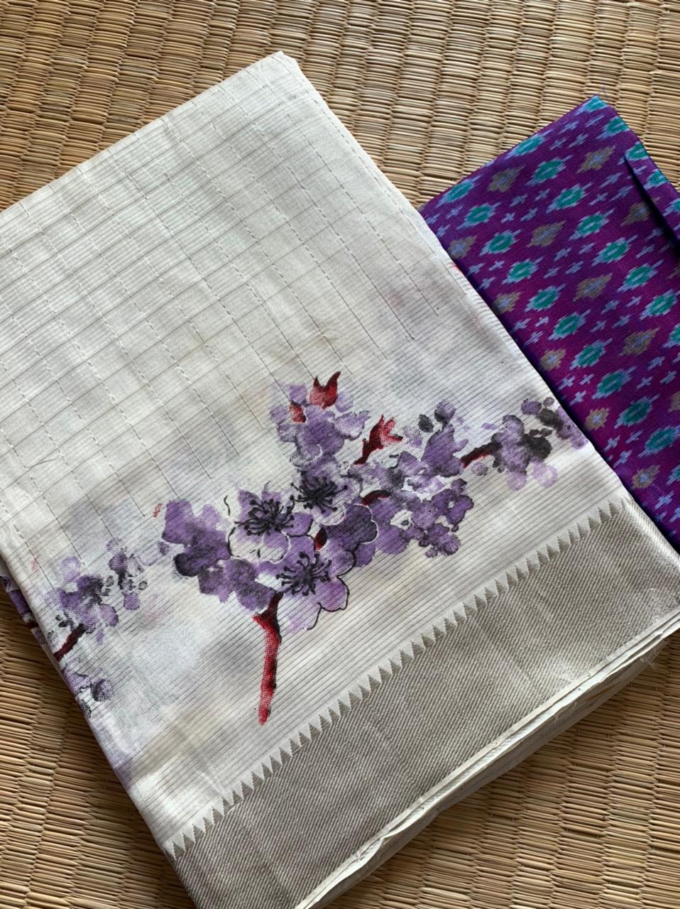 Pujo Collection - Purple Floral White