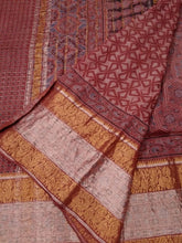 Load image into Gallery viewer, Kanchi Border Reddish Maroon - Ajrakh Hand Block Printed Mangalgiri Pure Silk Cotton Saree
