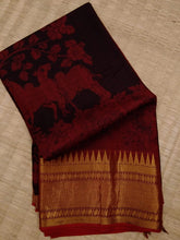 Load image into Gallery viewer, Pure Silk Pen Kalamkari -  Black &amp; Red
