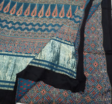 Load image into Gallery viewer, Ajrakh Modal Silk Blue Tissue Pallu Saree

