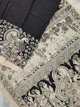 Load image into Gallery viewer, Chenoori Silk Pen Kalamkari - Off White &amp; Black
