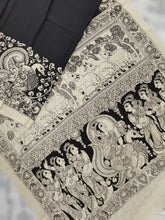 Load image into Gallery viewer, Chenoori Silk Pen Kalamkari - Off White &amp; Black
