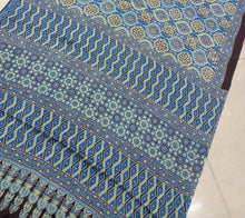Load image into Gallery viewer, Ajrakh Modal Silk Blue Green
